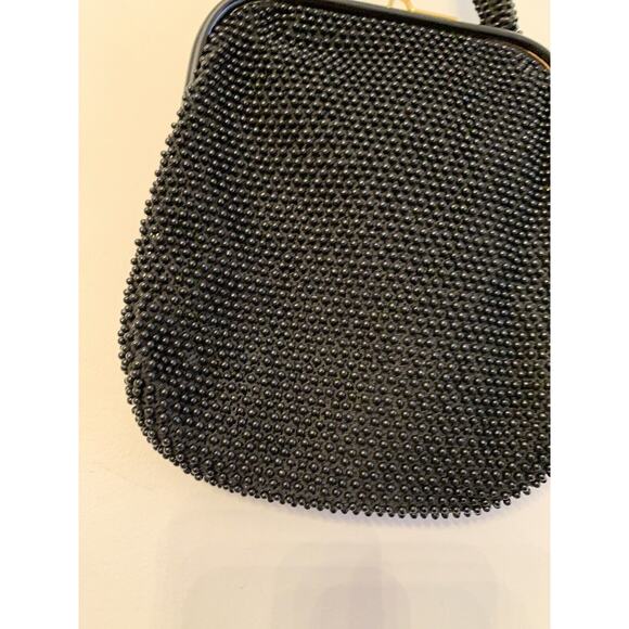 Vintage Corde-Bead Made in USA Black Beaded Evening Bag by Lumure 1950s - Picture 3 of 7